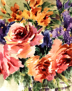 Orginal watercolor painting lovely lilies in vase