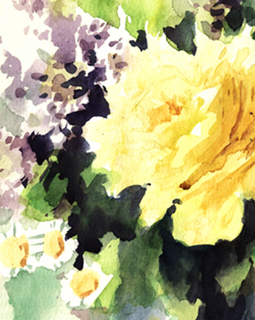 Orginal watercolor painting two lovely yellow roses