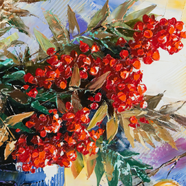 Still-life with a mountain ash and apples